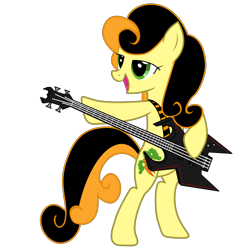 Size: 1000x1000 | Tagged: safe, artist:deathaura40s, derpibooru import, carrot top, golden harvest, bass guitar, metal, musical instrument, solo