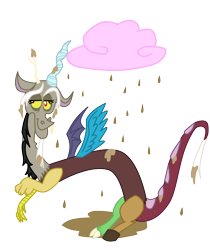 Size: 758x902 | Tagged: safe, artist:yorterry, derpibooru import, discord, chocolate rain, wet mane