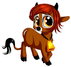 Size: 900x850 | Tagged: safe, artist:kittehkatbar, derpibooru import, oc, oc only, oc:mable belle, cow, bell, bell collar, cloven hooves, collar, female, simple background, solo, transparent background