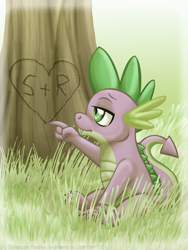 Size: 600x800 | Tagged: safe, artist:inuhoshi-to-darkpen, derpibooru import, spike, dragon, detailed background, male, solo