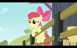 Size: 640x400 | Tagged: safe, screencap, apple bloom, earth pony, pony, the last roundup, female, filly, youtube caption