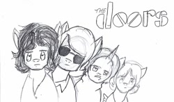 Size: 1024x601 | Tagged: safe, artist:tateshaw, band, ponified, simple background, text, the doors