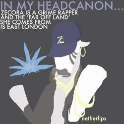 Size: 800x800 | Tagged: safe, artist:netherlips, derpibooru import, zecora, zebra, baseball cap, blunt, chav, hat, headcanon, london, poison joke, rapper