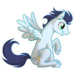 Size: 1280x1205 | Tagged: safe, artist:purmu, soarin', pegasus, pony, cloven hooves, male, simple background, sitting, stallion, transparent background