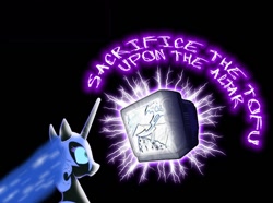 Size: 1000x744 | Tagged: safe, derpibooru import, nightmare moon, alicorn, pony, female, mare, television, wat