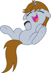 Size: 1308x1879 | Tagged: safe, artist:mickeymonster, artist:outlawedtofu, oc, oc only, oc:littlepip, pony, unicorn, fallout equestria, bellyrubs, eyes closed, fanfic, fanfic art, female, hooves, horn, mare, on back, open mouth, pipbuck, simple background, solo, transparent background, underhoof, vector