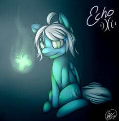 Size: 1254x1280 | Tagged: dead source, safe, artist:florecentmoo, oc, oc only, oc:echo the wonderbolt, butterfly, glow, solo