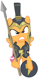 Size: 2663x5414 | Tagged: safe, artist:clone999, scootaloo, pony, armor, simple background, solo, spear, transparent background, vector