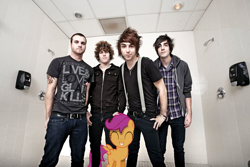 Size: 1500x1000 | Tagged: safe, artist:supernatural90, scootaloo, human, alex gaskarth, all time low, band, jack barakat, rian dawson, zack merrick