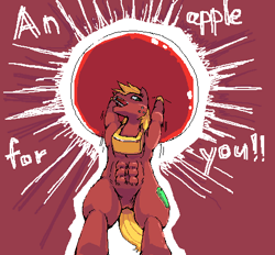 Size: 485x450 | Tagged: safe, artist:usappy-barkhaward, big macintosh, earth pony, pony, apple, lifting, male, muscles, stallion