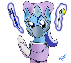 Size: 1280x1128 | Tagged: safe, artist:icebreak23, minuette, unicorn, clothes, dentist, female, gloves, head mirror, hoof glove, hoof gloves, latex, latex gloves, magic, mare, mirror, rubber gloves, simple background, stethoscope, telekinesis, toothbrush, transparent background