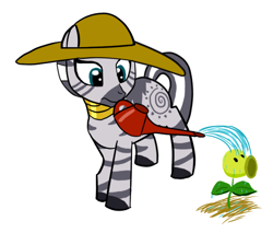 Size: 552x470 | Tagged: safe, artist:furseiseki, derpibooru import, zecora, zebra, peashooter, plants vs zombies