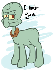 Size: 422x552 | Tagged: artist needed, safe, bald, blank flank, crossover, joke, ponified, spongebob squarepants, squidward tentacles, wat