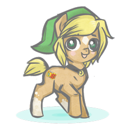 Size: 768x768 | Tagged: safe, artist:rannarbananar, derpibooru import, earth pony, pony, coat markings, colt, hat, link, male, ponified, simple background, socks (coat marking), solo, star (coat marking), the legend of zelda, transparent background