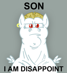 Size: 573x623 | Tagged: safe, artist:songoharotto, bulk biceps, disappoint, frown, glare, i am disappoint, image macro, meme, parody, solo, son i am disappoint