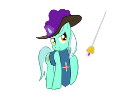 Size: 500x400 | Tagged: safe, artist:christheponyguy, lyra heartstrings, levitation, magic, sword, telekinesis