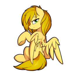 Size: 1800x1800 | Tagged: safe, artist:theparagon, oc, oc only, oc:caramel drop, pegasus, pony, backview, female, mare, seductive, simple background, solo, transparent background