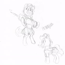 Size: 2902x2902 | Tagged: safe, artist:textasia, oc, oc only, oc:penny valencia, pegasus, pony, bipedal, female, gesugao, giant needle, giant syringe, holding, mare, menacing, needle, nurse, nurse hat, nurse uniform, scan, standing, standing on hindlegs, syringe, tongue out, traditional art, ゴ