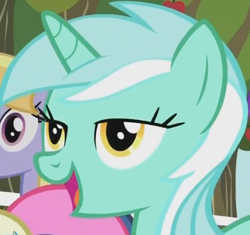 Size: 436x410 | Tagged: safe, screencap, lyra heartstrings, pony, unicorn, reaction image, smiling