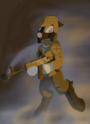 Size: 3096x4274 | Tagged: safe, artist:kpvt, oc, oc:commissar junior, ak-12, kapkan, military, military uniform, rainbow six siege, soviet union, spetsnaz, weapon