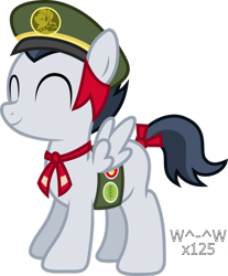 Size: 814x981 | Tagged: safe, artist:sasukex125, rumble, pegasus, pony, eyes closed, filly guides, scout, smiling, solo