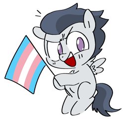 Size: 1348x1327 | Tagged: dead source, safe, artist:pinkiespresent, rumble, pegasus, pony, colt, flag, lgbt headcanon, male, pride, pride flag, simple background, solo, transgender, transgender pride flag, white background, wings