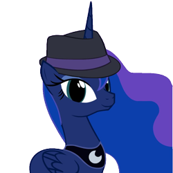 Size: 894x894 | Tagged: safe, luna, alicorn, pony, solo, transparent background, trilby, vector