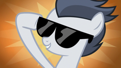 Size: 1280x720 | Tagged: safe, screencap, rumble, pegasus, pony, marks and recreation, colt, male, solo, sunglasses