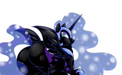 Size: 1370x850 | Tagged: safe, artist:mad'n evil, nightmare moon, chubby, chubby cheeks, fat, fat fetish, fetish, huge butt, impossibly large butt, large butt, nightmare moonpig, obese, plot, solo, the ass was fat