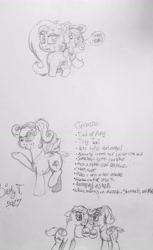 Size: 1826x2975 | Tagged: safe, artist:binkyt11, oc, oc only, oc:duck badge, oc:goosie, duck, goose, pegasus, pony, animal, chibi, cousins, derpibooru ponified, female, mare, monochrome, speech bubble, starry eyes, traditional art, vulgar, wingding eyes, wingless