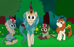 Size: 2000x1262 | Tagged: safe, artist:wafflecakes, autumn blaze, cinder glow, rain shine, sparkling brook, summer flare, kirin, sounds of silence, :p, animated, awwtumn blaze, blinking, bush, c:, chest fluff, cinderbetes, cloven hooves, cute, daaaaaaaaaaaw, ear fluff, eye shimmer, female, flower, fluffy, forest, gif, happy, hnnng, kirin mating ritual, kirinbetes, leg fluff, leonine tail, licking, looking at you, majestic as fuck, mlem, plates, prone, raspberry, scales, shineabetes, silly, sitting, smiling, tongue out, tree, wafflecakes is trying to murder us, wall of tags, weapons-grade cute, wrong neighborhood