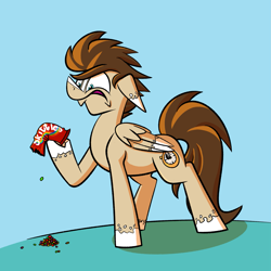 Size: 2123x2125 | Tagged: safe, artist:cowsrtasty, oc, oc:skittle, pegasus, pony, candy, everything is ruined, food, skittles, solo