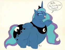 Size: 1021x782 | Tagged: safe, artist:squishyluna, princess luna, alicorn, pony, fat, flub, morbidly obese, obese, princess moonpig, solo, the fun has been doubled