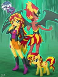 Size: 700x923 | Tagged: safe, artist:uotapo, sunset satan, sunset shimmer, pony, unicorn, equestria girls, evil grin, grin, human ponidox, self ponidox, smiling, square crossover