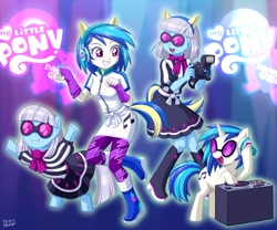 Size: 1000x833 | Tagged: safe, artist:uotapo, dj pon-3, photo finish, vinyl scratch, equestria girls, equestria girls (movie), camera, equestria girls logo, human ponidox, self ponidox