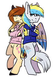 Size: 1304x1882 | Tagged: safe, artist:oddends, oc, oc only, oc:cirrus sky, oc:katie, hippogriff, hoodie