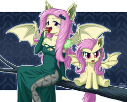Size: 900x720 | Tagged: safe, artist:uotapo, fluttershy, bat pony, bats!, equestria girls, apple, blushing, clothes, cute, equestria girls-ified, female, flutterbat, food, human ponidox, licking, looking at you, open mouth, pantyhose, race swap, shyabates, shyabetes, sitting, tongue out, uotapo is trying to murder us