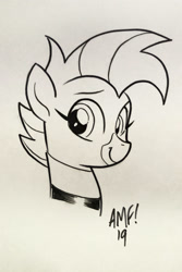 Size: 2000x3000 | Tagged: safe, artist:tonyfleecs, oc, oc:duk, bird, duck, duck pony, bust, looking at you, pegaduck, quack, quak, traditional art