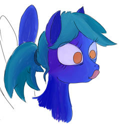 Size: 3304x3472 | Tagged: safe, artist:dinexistente, oc, oc only, pegasus, pony, :p, bust, colored, male, mlem, no catchlights, no pupils, ponytail, silly, simple background, solo, stallion, three quarter view, tongue out, transparent background