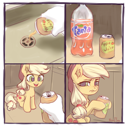 Size: 2160x2160 | Tagged: safe, artist:inowiseei, applejack, earth pony, human, pony, annoyed, apple juice, applejack is not amused, applejack's hat, betrayal, blonde, blonde mane, blonde tail, bottle, chest fluff, comic, cowboy hat, cruel, cute, dishonorapple, ear fluff, eye clipping through hair, eyes on the prize, fanta, female, fluffy, freckles, frown, glare, green eyes, hair tie, hand, happy, hat, high res, hoof hold, indoors, jackabetes, juice, kitchen, looking at you, mare, meme, moral event horizon, offscreen character, open mouth, open smile, ponified meme, ponytail, pov, prank, pure unfiltered evil, sad, sink, sitting, smiling, soda, solo focus, stetson, subverted meme, this will end in death, this will end in pain, this will end in tears, this will end in tears and/or death, this will not end well, treason, trick, trickery, unamused, unhapplejack, wall of tags, wavy mouth, you monster