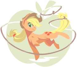 Size: 1000x875 | Tagged: safe, artist:yoh yoshinari, part of a set, applejack, earth pony, pony, cutie mark background, female, jumping, lasso, lineless, looking at you, mare, solo, tail hold