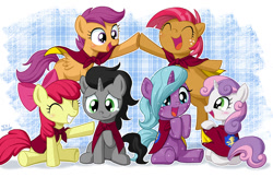 Size: 1000x646 | Tagged: safe, artist:uotapo, idw, apple bloom, babs seed, king sombra, radiant hope, scootaloo, sweetie belle, earth pony, pegasus, pony, unicorn, spoiler:comic, spoiler:comicfiendshipismagic1, adorababs, adorabloom, colt, colt sombra, cute, cutealoo, cutie mark crusaders, daaaaaaaaaaaw, diasweetes, female, filly, good end, hopabetes, male, scootaloo can fly, sombradorable, uotapo is trying to murder us