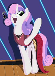 Size: 658x906 | Tagged: safe, artist:dinexistente, sweetie belle, pony, clothes, cute, dress, older, older sweetie belle, pixel art, singing, solo