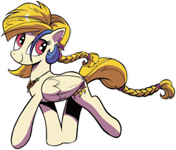 Size: 1310x1116 | Tagged: safe, artist:andypriceart, artist:taytinabelle, edit, idw, ponybooru exclusive, golden feather, princess celestia, alicorn, pegasus, pony, spoiler:comic, spoiler:comic65, background removed, braid, braided tail, cute, cutelestia, disguise, female, mare, outline, simple background, smiling, solo, transparent background, walking, white outline