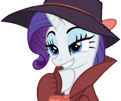 Size: 540x451 | Tagged: safe, screencap, rarity, pony, unicorn, sparkle's seven, animated, detective rarity, eyebrow wiggle, gif, simple background, transparent background
