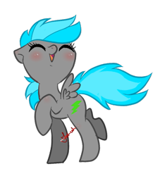 Size: 471x518 | Tagged: artist needed, safe, oc, oc only, oc:volty, pegasus, pony, blushing, cute, lightning, simple background, solo, transparent background