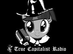 Size: 402x298 | Tagged: safe, twilight sparkle, black and white, grayscale, the man they call ghost, true capitalist radio