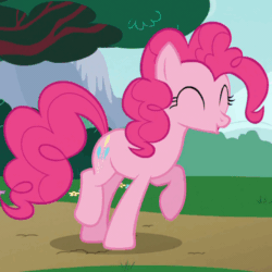 Size: 500x500 | Tagged: safe, screencap, pinkie pie, earth pony, pony, 28 pranks later, animated, cropped, cute, diapinkes, excited, eyes closed, female, gif, happy, mare, open mouth, solo, trotting, trotting in place