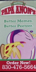 Size: 1024x2048 | Tagged: safe, princess cadance, alicorn, pony, 2019, bronycon, bronycon 2019, business card, cropped, food, meat, meme, papa anon's, papa john's, peetzer, pepperoni, pepperoni pizza, phone number, photo, pizza, that pony sure does love pizza, wuuh