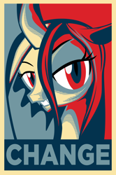 Size: 2328x3508 | Tagged: safe, artist:marker, queen chrysalis, changeling, changeling queen, .svg available, change, hope poster, poster, shepard fairey, solo, svg, vector